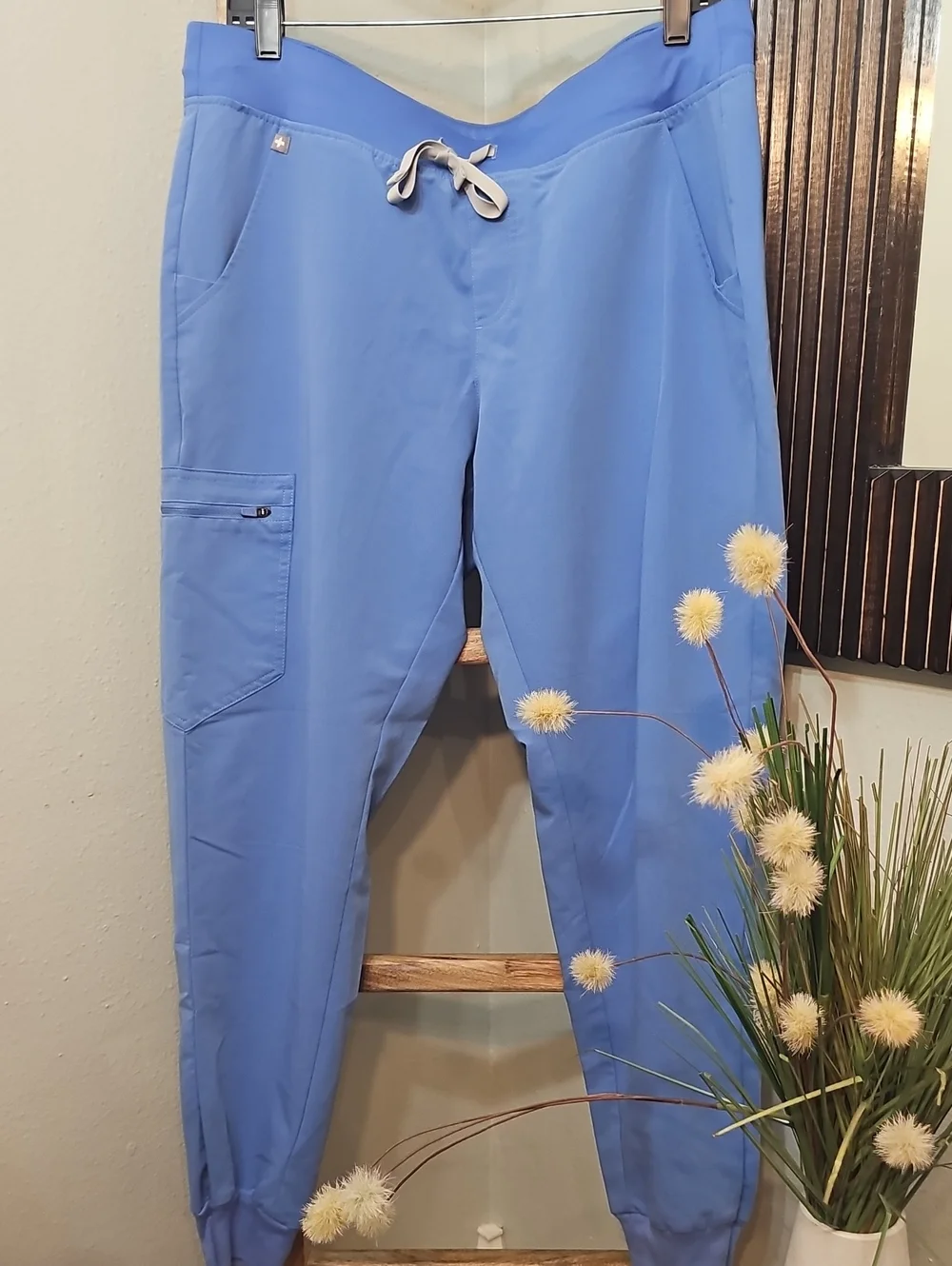 Figs Men's Jogger Pants in Light Blue with Drawstring